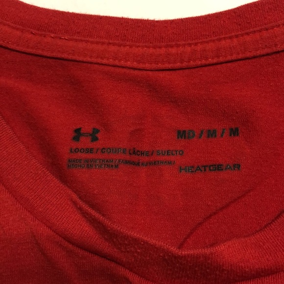 Under Armour Men’s Short Sleeve T-Shirt Size Medium, Red with Gray Logo - Picture 2 of 5